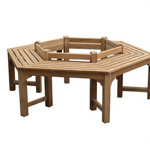 Banc de patio hexagonal moderne et durable à dossier bas avec structure en bois pour une utilisation en extérieur dans les parcs et les appartements - Product Image 1
