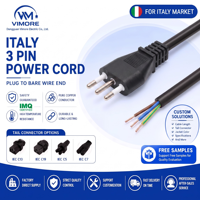 Cable de Alimentación Certificado Vimore IMQ, 3 Pines, CEI 23-16-VII Tipo L C7, 10A 250V, 1m, 3x0.75mm2, Cable de Cobre con Aislamiento de PVC para Computadora y Hogar