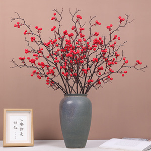 Bouquet de fruits de houx rouges simulés Ruilisi, 30 cm-100 cm, fleurs artificielles en mousse plastique, décoration d'intérieur - Product Image 1