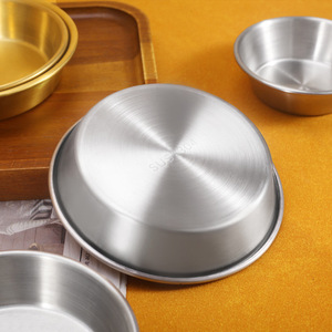 Plat à condiments rond en acier inoxydable 304 pour barbecue, sauces, vinaigre - Product Image 1