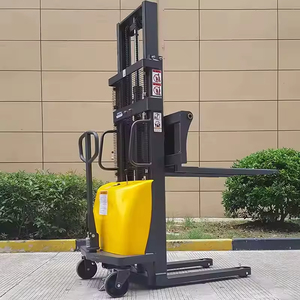 1ton semi-elektrik hidrolik <span class=keywords><strong>Manual</strong></span> <span class=keywords><strong>Stacker</strong></span> mengangkat sendiri palet Forklift - Product Image 2