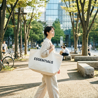 Sac fourre-tout en toile extra large imprimé, en toile de coton robuste, réutilisable pour les courses, idéal comme cadeau promotionnel