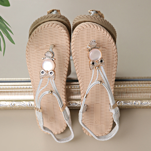 YT 2025 Women's Shoes Bohemian <strong>Owl</strong> Beaded Flat Sole Sandals for Beach Women With Toe Clippers - Product Image 4