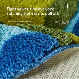 Alfombra de Felpa con Diseño de Mariposa Azul y Rosa, Forma Irregular, para Dormitorio de Niñas, Lavable a Máquina - Product Image 4