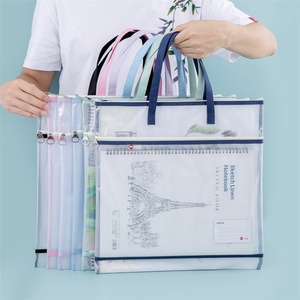 <span class=keywords><strong>Sac</strong></span> de rangement 16*16 en PVC double couche, grande capacité, transparent, pour projets artistiques, broderie, documents, avec fermeture éclair et poignée - Product Image 1