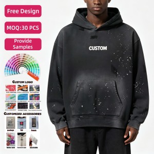 Felpe Oversize Personalizzate in Cotone Lavato 400gsm per Uomo, Stampa Effetto Macchiato e Sbiadito, Abbigliamento Maschile all'Ingrosso - Product Image 1