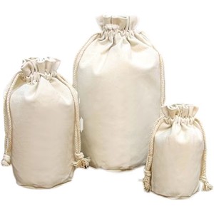 Sac en toile de coton écologique à fond rond avec logo personnalisé, double cordon de serrage, pour bougies, sac anti-poussière, sac à vin - Product Image 5