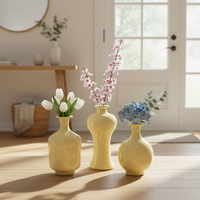 Ensemble de mini-vases de table en verre ambré avec design Art Déco pour les commandes en gros de décoration de mariage