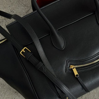 Bolsa de Mano de Diseño Personalizado de Alta Gama, Material Suave y Duradero, Estilo Americano, Color Negro, Juego de Bolsos Portátiles