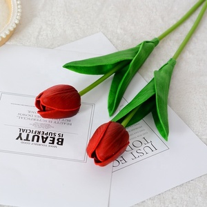 Di alta qualità serie rossa di simulazione tulipani fiori adatti per case di nozze festa decorazione festa fiori artificiali tulipano - Product Image 4