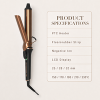 Fer à boucler électrique professionnel en titane or rose de 32 mm pour salon de coiffure, avec fût noir pour boucles parfaites