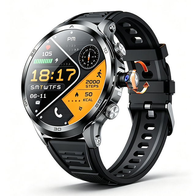 New Global Version H19 Smartwatch with Rotating Camera Video Call Amoled Display NFC GPS WiFi 4G Android Smart Watch Sim Card
