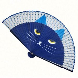 Cartoon Cat Handheld Folding Silk Bamboo Fan for Women <b>Small</b> Japanese Style for Party Favour or Wedding Decorations - Product Image 5