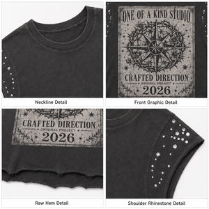 T-shirt sans manches personnalisé avec strass, col montant, motif crâne de boxeur, en coton épais 300 g/m², style streetwear pour homme - Product Image 3