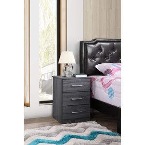 Chic Gray Contemporary Nightstand With 3 <b>Drawers</b> <b>For</b> Bedroom <b>Storage</b> - Product Image 1