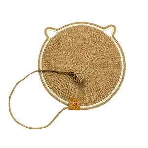 Tampon à gratter pour chat coussin en corde de coton naturel tampon à gratter rond horizontal au sol