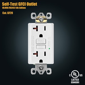 Thời Trang Nguồn Cung Cấp Từ Nhà Máy GF Ổ Cắm Gfci Tự Kiểm Tra 125V 20 Amp Ổ Cắm Gfci Chống Giả Mạo - Product Image 2