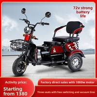 Tricycle électrique à 3 roues pour adulte, batterie lithium 60V, style rétro chopper, siège passager ouvert, panier avant, LED, OEM