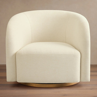Fauteuil pivotant moderne en tissu capitonné, fauteuil rond à bras pour salon, chambre à coucher