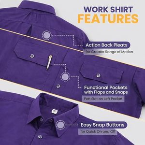 Chemise de travail de sécurité pour hommes, en coton, à manches courtes, avec poches poitrine, uniforme de travail - Product Image 5
