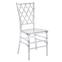 Chaises de salle à manger modernes en résine PC transparente style bambou, revêtement en cuir, directement de l'usine