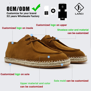 Fabricant de baskets LANCI OEM, style Old Money, chaussures décontractées, chaussures à logo personnalisé, chaussures en daim de qualité supérieure, chaussures en jute - Product Image 1