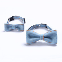 Collier ajustable en jean avec nœud papillon pour chats et petits chiens – Accessoire formel pour animaux de compagnie pour mariages et fêtes