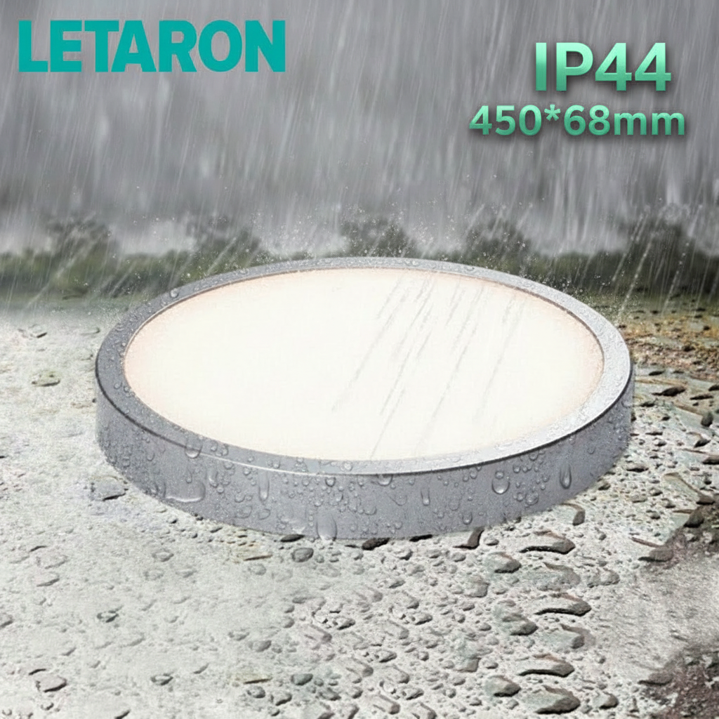 Super Bright Modern Led Ceiling Light Concrete Wood Texture Finish IP44 Damp Proof 24W Surface Mount Fixture Bedroom