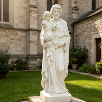 Sculpture de Saint Joseph en marbre blanc sculpté à la main, décoration de cour d'église de style religieux classique personnalisable