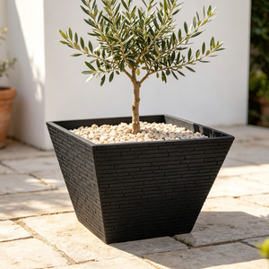 <span class=keywords><strong>Grand</strong></span> <span class=keywords><strong>pot</strong></span> de fleurs en résine écologique durable, de forme carrée, à texture de brique noire en relief, <span class=keywords><strong>pour</strong></span> la maison et le jardin - Product Image 5