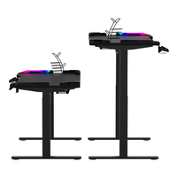 Escritorio de ordenador ajustable en altura eléctrico moderno de alta calidad, iluminación Led RGB fresca, escritorio de pie para sentarse y jugar
