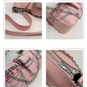 Y2K Cool Hot Girls Chain Shoulder Bag Casual Retro Women Underarm Bags Handbags Star Rivet Female Portable Phone Bags <b>Purse</b> - Product Image 5