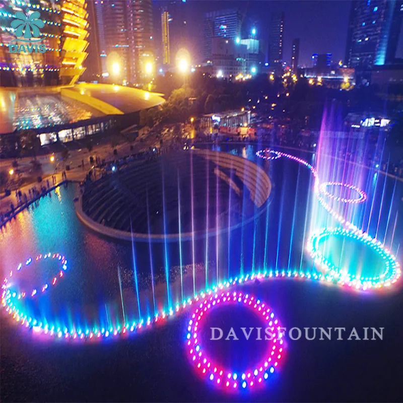 Özelleştirilmiş müzikli fıskiye Jets jetleri dış mekan dekoratif Led ışık havuzu dans su çeşmeleri