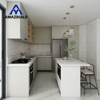 AMAZBUILD Fabricant Professionnel de Cuisines Modernes |   Verre des îles |   Robinet d'évier avec charnière incluse |   Quantité minimale de commande faible |   15 ans d'expérience à l'exportation