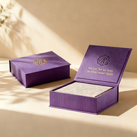 Scatola Rigida di Lusso Personalizzata per Fotolibro, Confezione per Album Fotografico con Copertina in Lino, Scatola a Forma di Libro Viola con Logo in Lamina Dorata