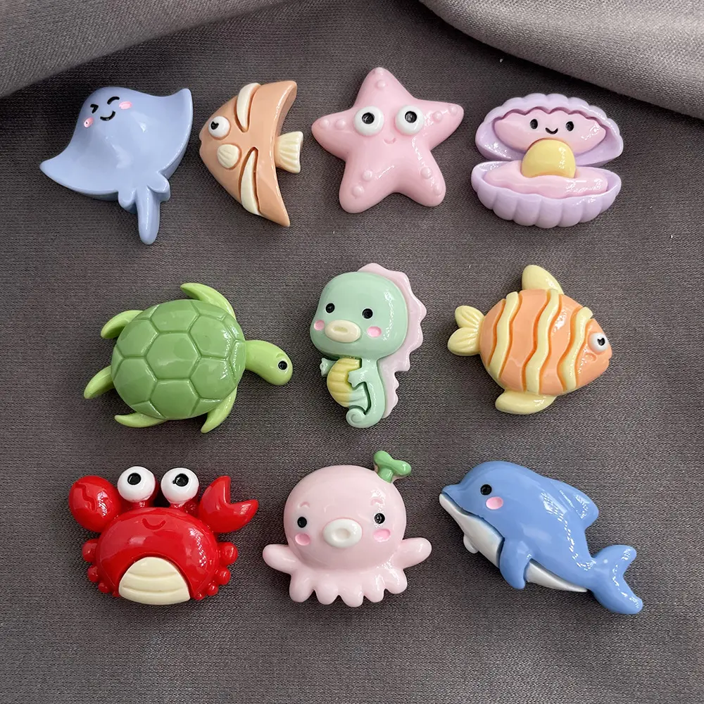 海のかわいい漫画の動物の樹脂アクセサリー樹脂海の動物の装飾のための樹脂の魅力