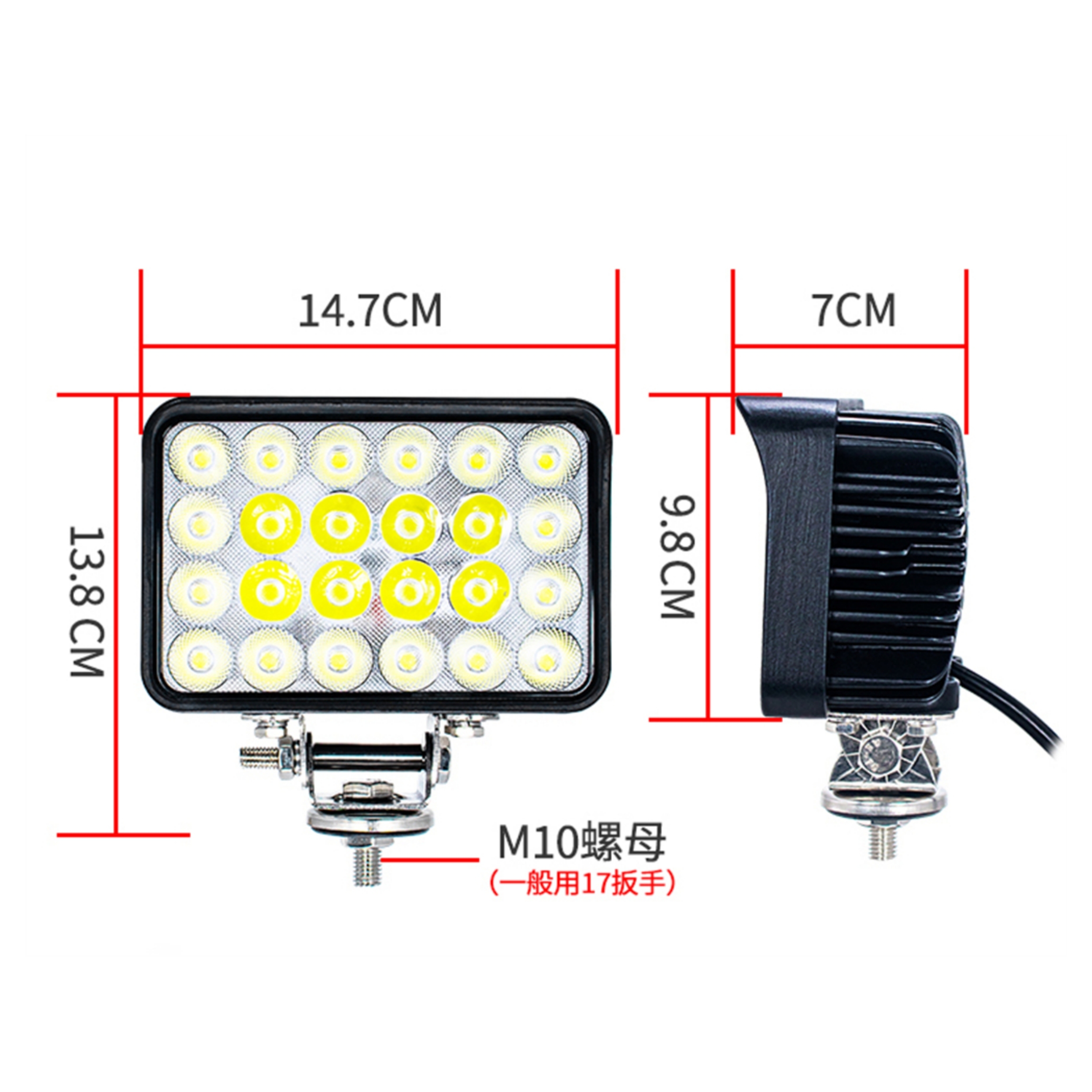 New Durable Thickened 5 Inch 24 Beads Black LED Work Light for Truck Vehicles with Universal Fit and 1 Year Warranty