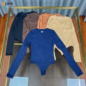 Combinaison moulante pour femme SUHE, manches longues, col rond, fermeture à boutons, tissu extensible doux, sans couture, shapewear, couche de base pour le modelage du corps - Product Image 3