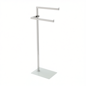 Toallero de Acero Independiente con Base de Vidrio, Color Gris Plomo Cromado, 28 cm de Largo, 20 cm de Ancho, 86 cm de Alto - Product Image 3