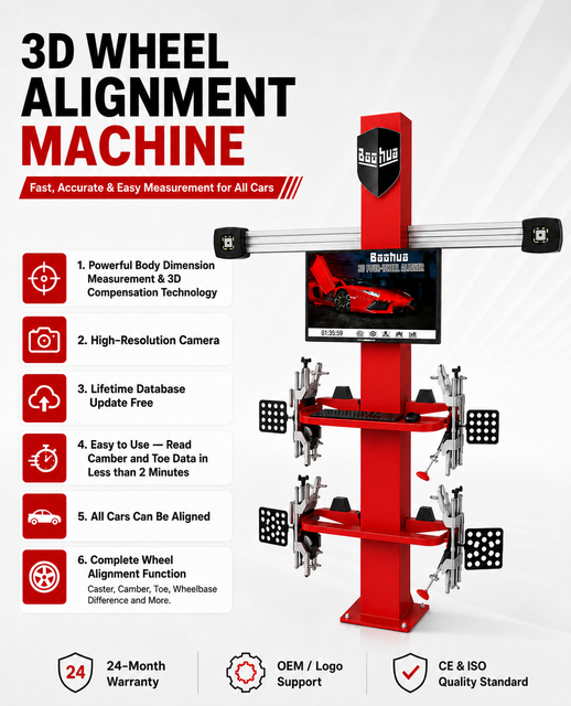 Baohua 3D High Accuracy Wheel Alignment Machine Model A-550 Double Screen Display 3-Year Warranty for Car Repair Vehicle Garage
