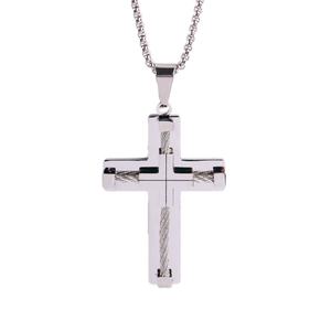 Stainless Steel <b>Cross</b> Necklace Hip Hop Fashion Jewelry <b>Chain</b> Custom Jesus Style Pendant Religious Design Accessory for Men - Product Image 6