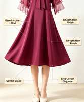 Gaun Kasual Musim Panas Wanita Terbaru Warna Solid Manis Bahan Spandex Voile Ukuran Besar Elegan dan Sederhana