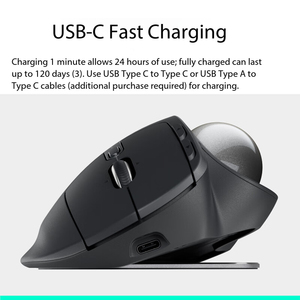 Ratón Inalámbrico con Trackball Logitech MX Ergo S, Ergonómico 20 °   Función de inclinación, Clic silencioso, Carga USB-C, 6 botones personalizables - Product Image 4