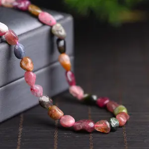 10Strands 4*6mm Natural Tourmaline Peridot Freeform Chip Stone Beads For Christmas Gift DIY Necklace Bracelet Jewelry Making 15"