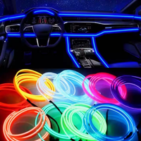 Fil néon EL USB 12V pour voiture, décoratif, coloré, 1/3/5m, bande lumineuse froide LED, lumières d'ambiance