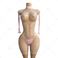 Tenues de danseuse ELITES Vêtements résille burlesque en diamant exotique Vêtements exotiques Vêtements de strip-teaseuse