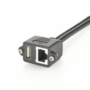 Combo Jack cắm cổng Bảng điều khiển gắn kết nối USB2.0 nữ đến Nam cáp và RJ45 Ethernet nữ đến Nam cáp, Dual USB/RJ45 dây - Product Image 3