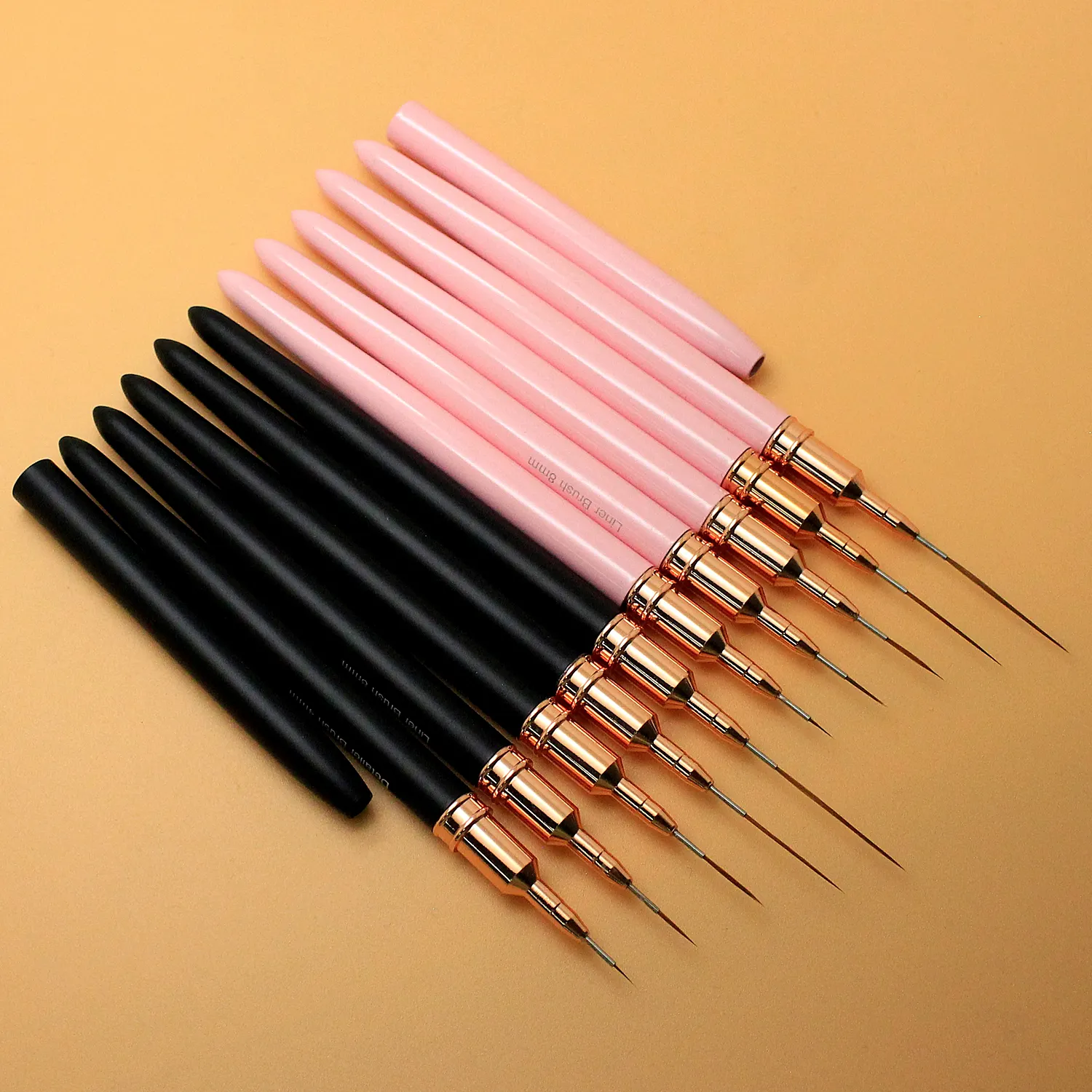 Luxury Pink Fine Drawing Liner UV Gel Painting Brush Pen Black Acrylic Nail Art Brushes Professional