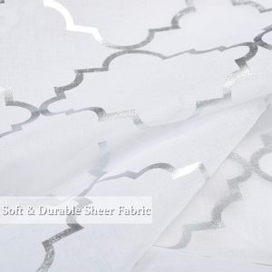 100% Polyester voilage feuille d'argent métallique géométrique marocain carrelage treillis noir argent Voile rideau - Product Image 6