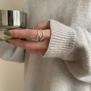 Geometric Silver <b>Open</b> <b>Ring</b> For Women Fashion Jewelry Gift Wearable Accessory - Product Image 5